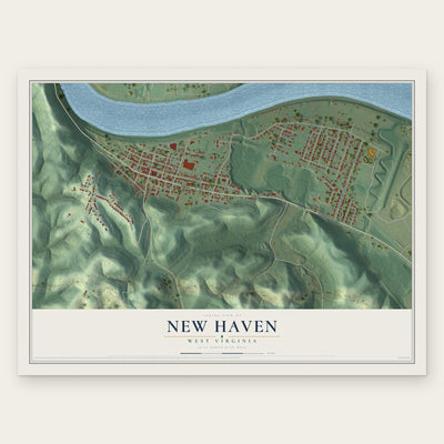 New Haven, West Virginia map print, the full design