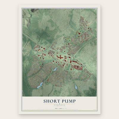Short Pump, Virginia map print, the full design