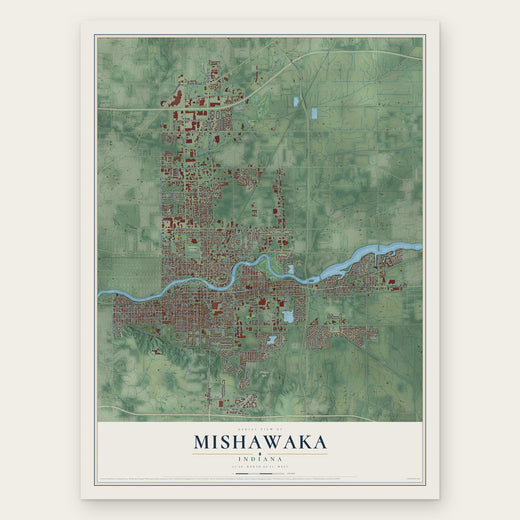 Mishawaka, Indiana map print, the full design