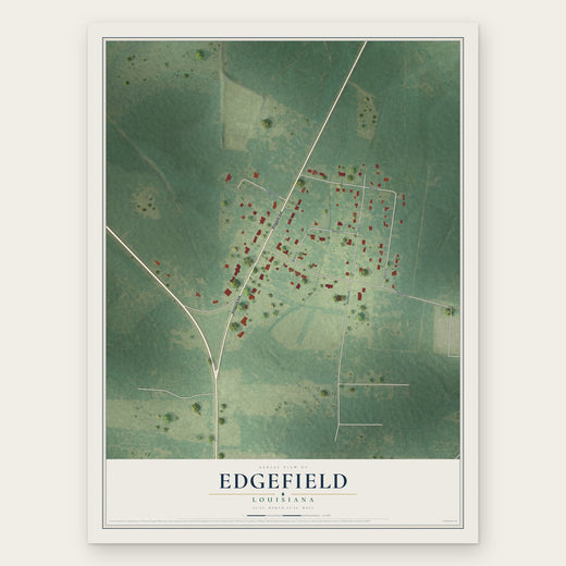 Edgefield, Louisiana map print, the full design