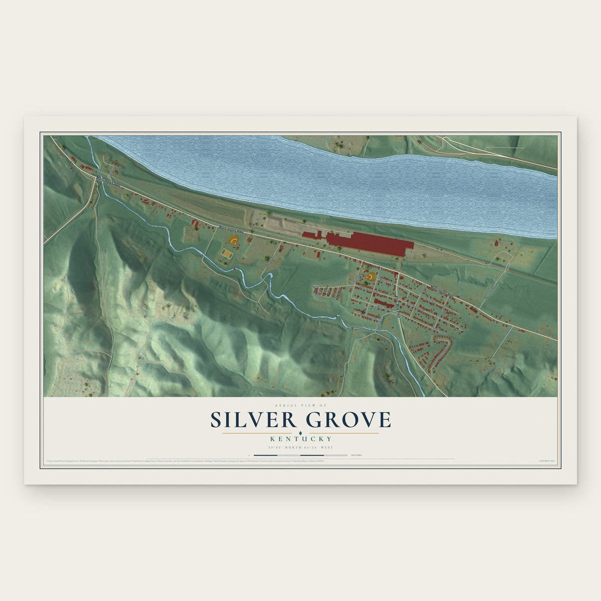 Silver Grove, Kentucky map print, the full design