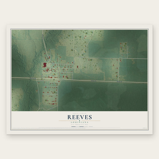 Reeves, Louisiana map print, the full design