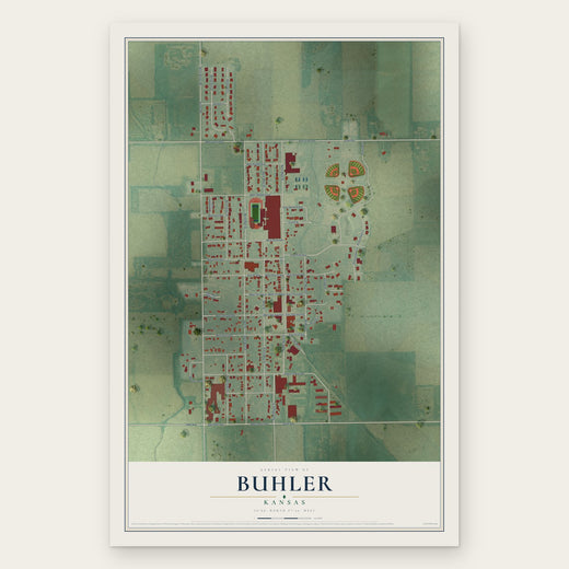 Buhler, Kansas map print, the full design