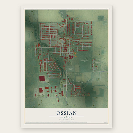 Ossian, Indiana map print, the full design