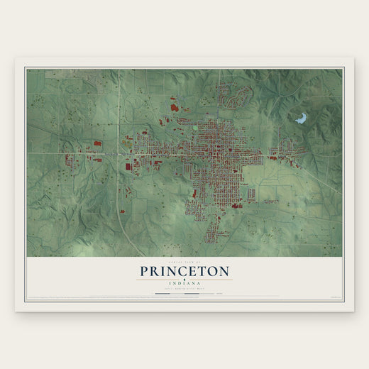 Princeton, Indiana map print, the full design