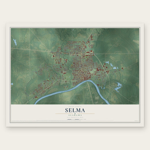 Selma, Alabama map print, the full design