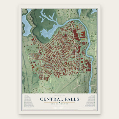 Central Falls, Rhode Island map print, the full design