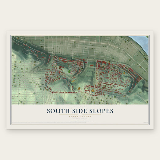 South Side Slopes, Pennsylvania map print, the full design