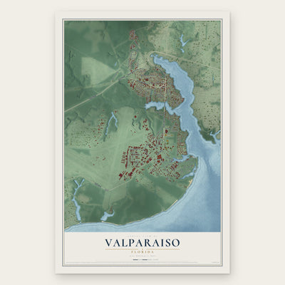 Valparaiso, Florida map print, the full design