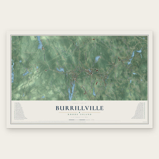 Burrillville, Rhode Island map print, the full design