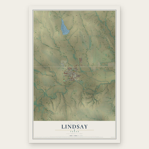 Lindsay, Texas map print, the full design