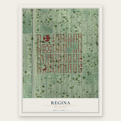 Regina, Minnesota map print, the full design