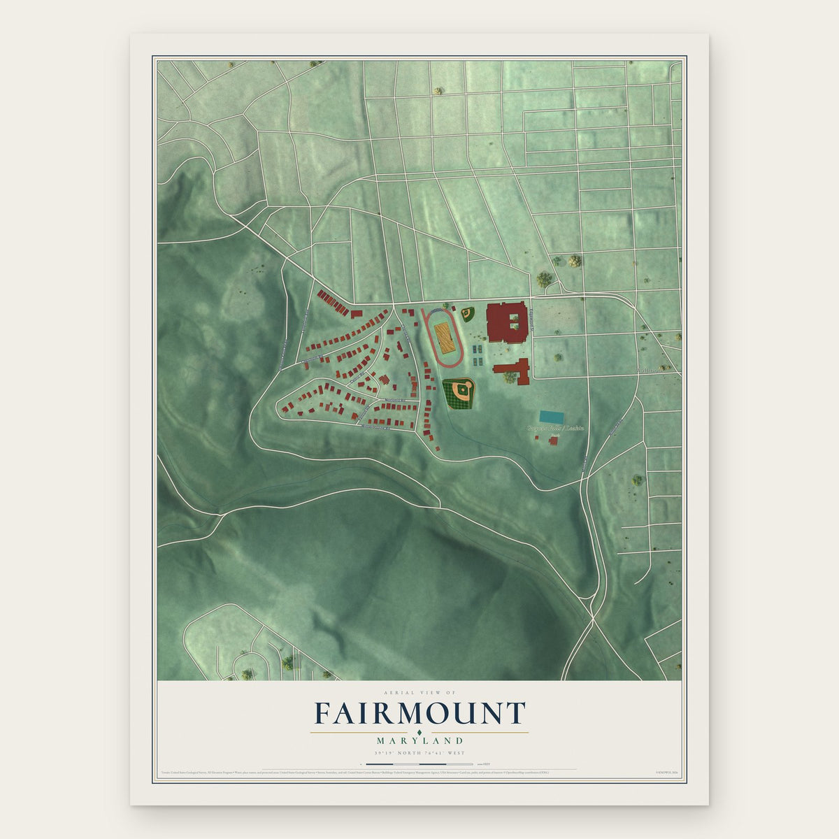 Fairmount, Maryland map print, the full design