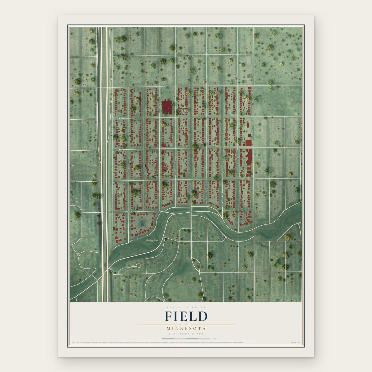 Field, Minnesota map print, the full design
