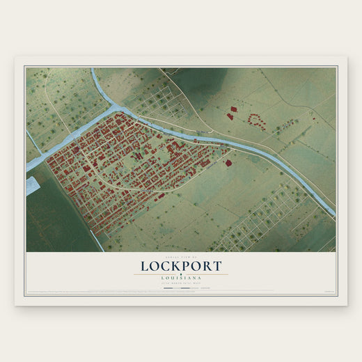 Lockport, Louisiana map print, the full design