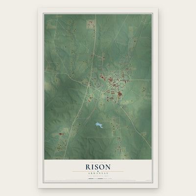 Rison, Arkansas map print, the full design