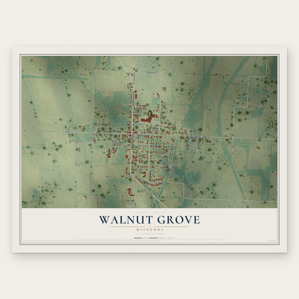 Walnut Grove, Missouri map print, the full design
