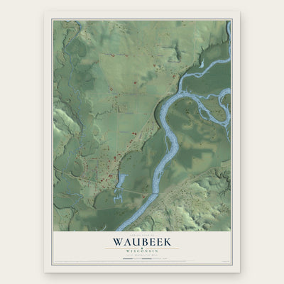 Waubeek, Wisconsin map print, the full design