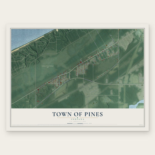 Town of Pines, Indiana map print, the full design