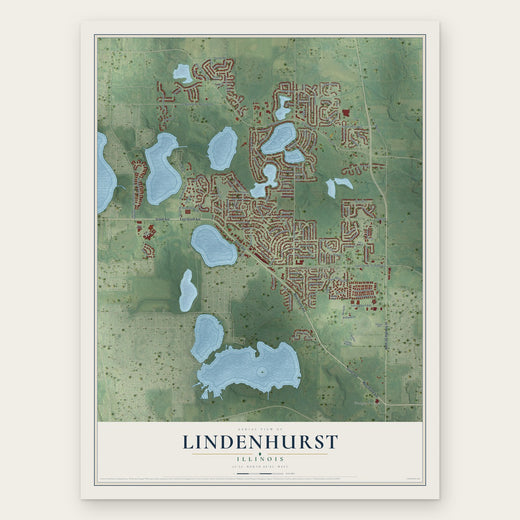 Lindenhurst, Illinois map print, the full design