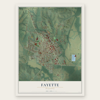 Fayette, Missouri map print, the full design