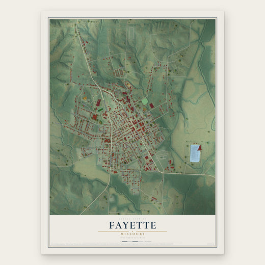 Fayette, Missouri map print, the full design