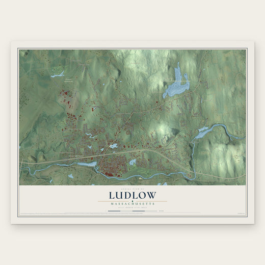 Ludlow, Massachusetts map print, the full design