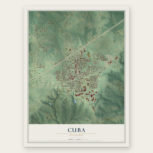 Cuba, Missouri map print, the full design