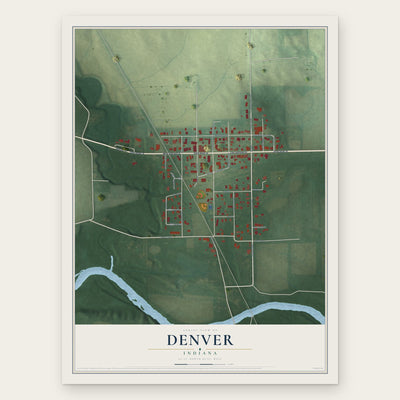 Denver, Indiana map print, the full design