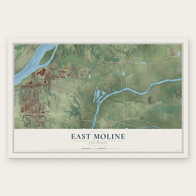 East Moline, Illinois map print, the full design