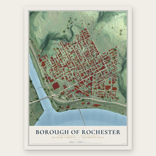 Borough of Rochester, Beaver County, Pennsylvania map print, the full design