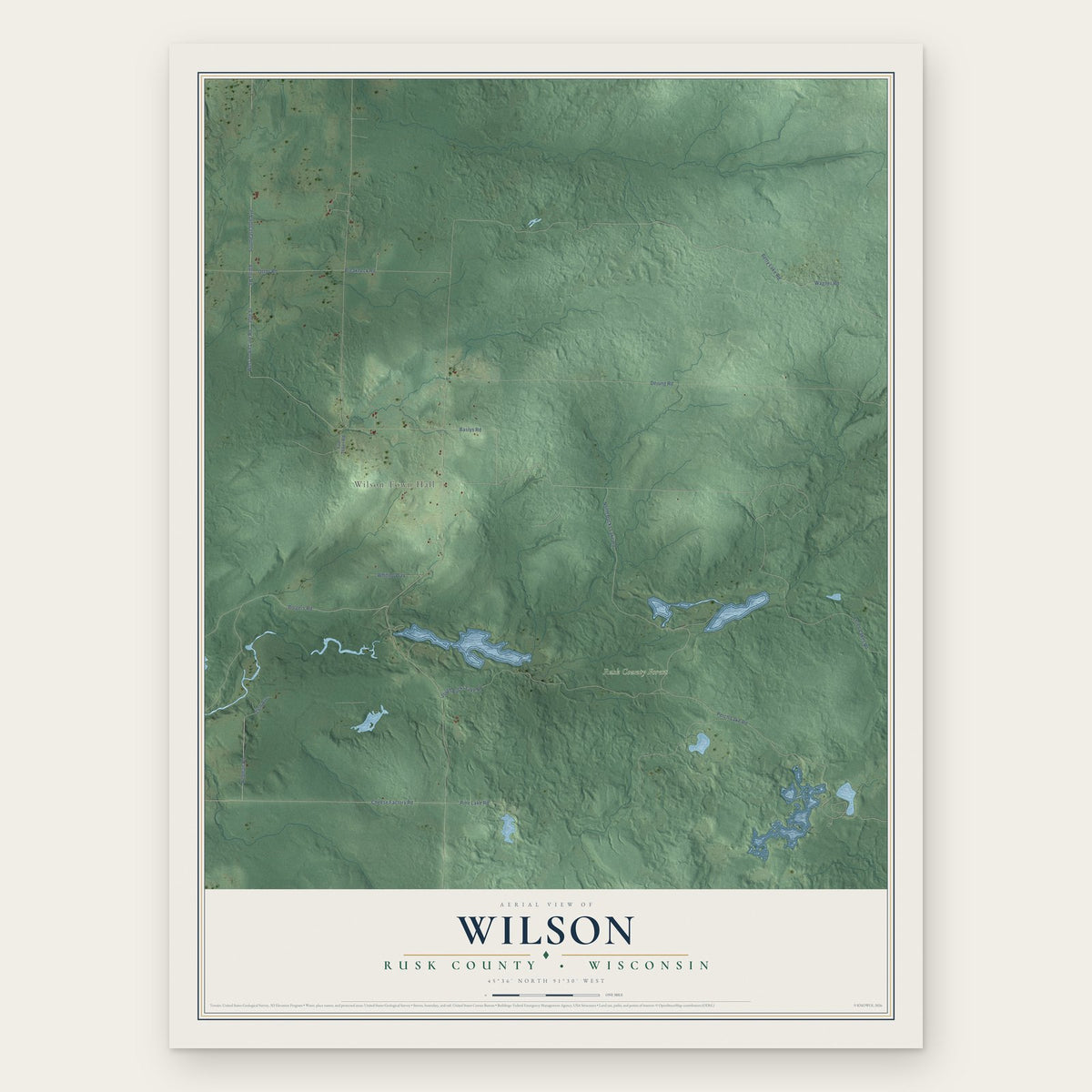 Wilson, Rusk County, Wisconsin map print, the full design