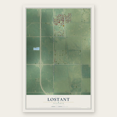 Lostant, Illinois map print, the full design