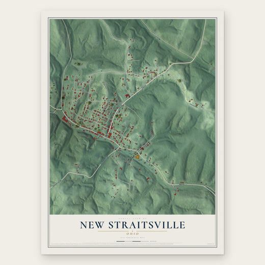 New Straitsville, Ohio map print, the full design