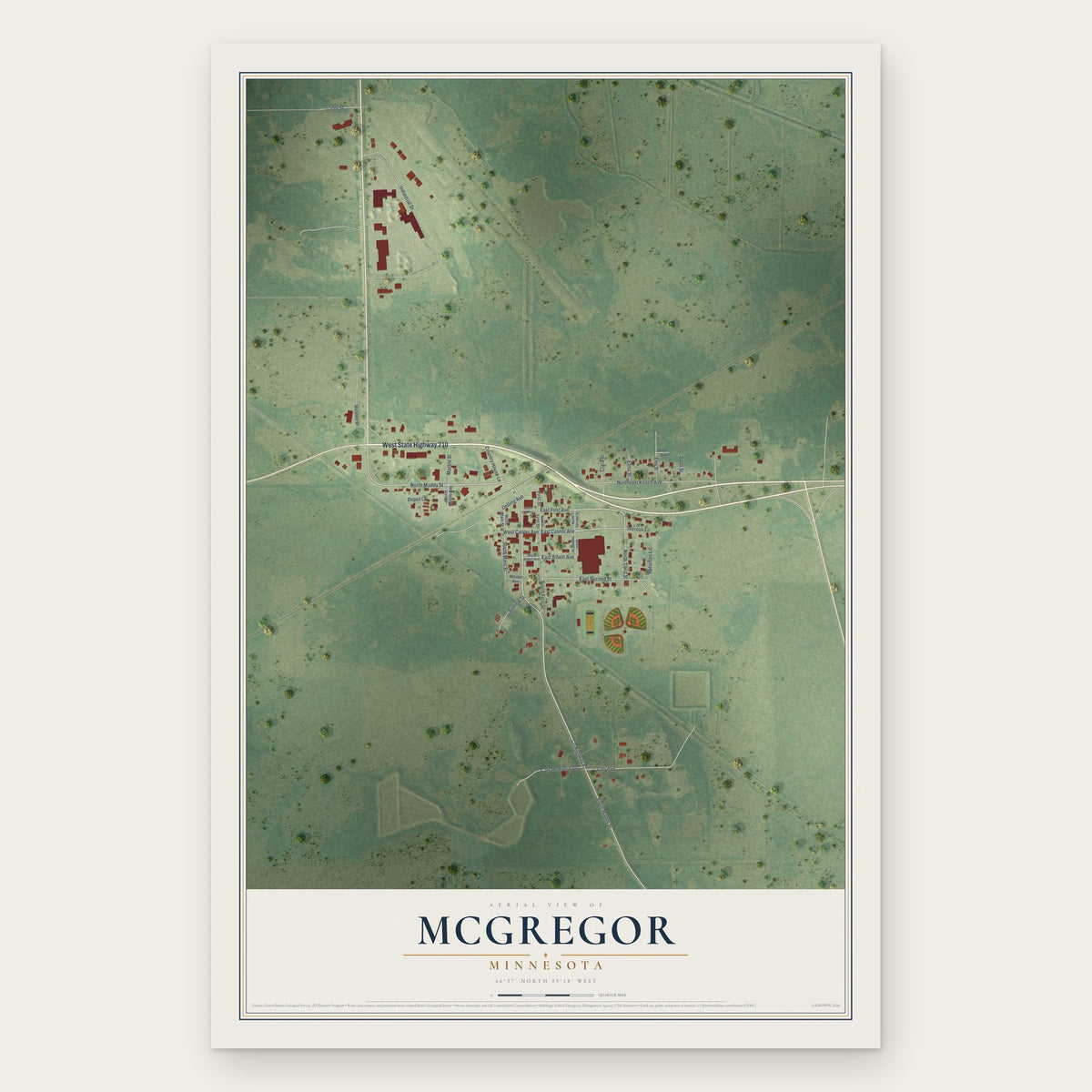 McGregor, Minnesota map print, the full design