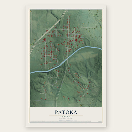 Patoka, Indiana map print, the full design