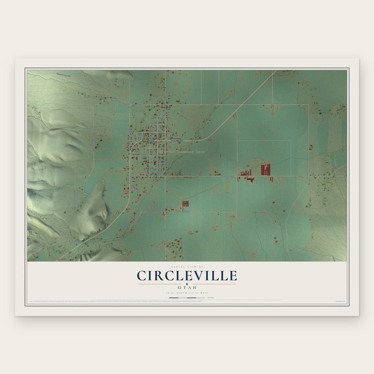 Circleville, Utah map print, the full design