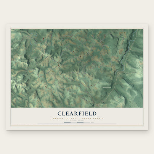 Clearfield, Cambria County, Pennsylvania map print, the full design