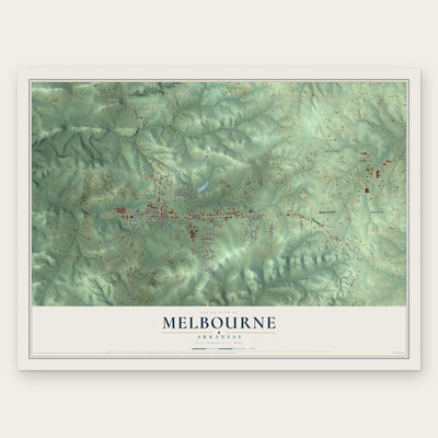 Melbourne, Arkansas map print, the full design