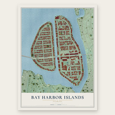 Bay Harbor Islands, Florida map print, the full design