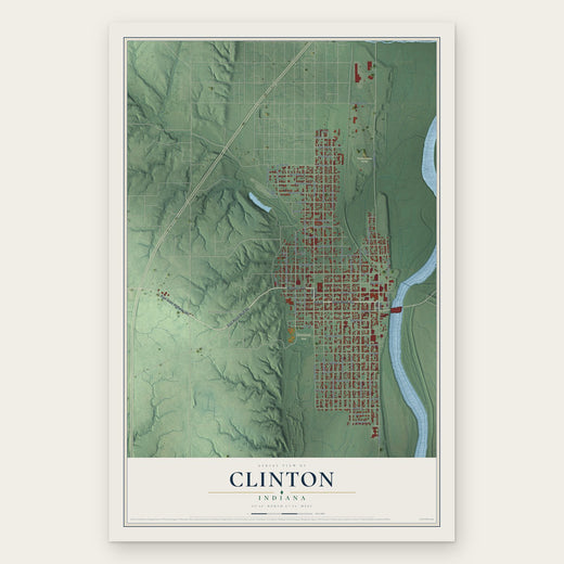 Clinton, Indiana map print, the full design