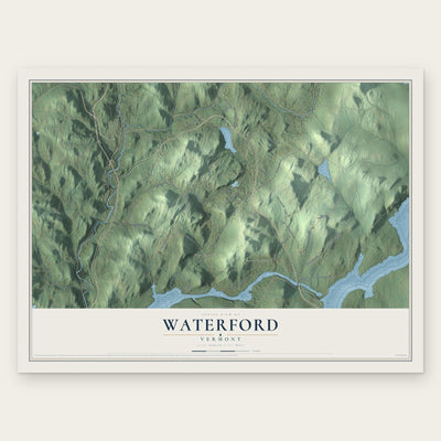 Waterford, Vermont map print, the full design