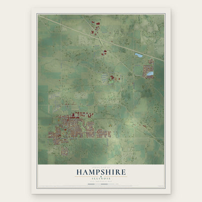 Hampshire, Illinois map print, the full design