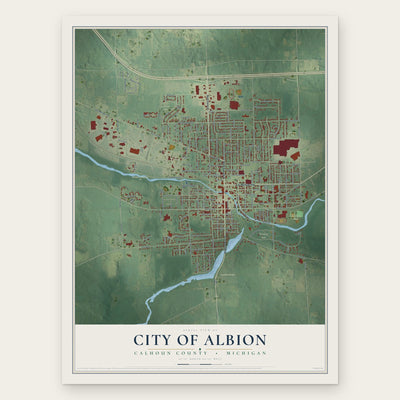 Albion, Michigan map print, the full design