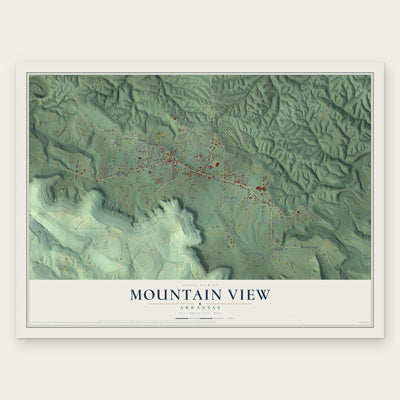 Mountain View, Arkansas map print, the full design