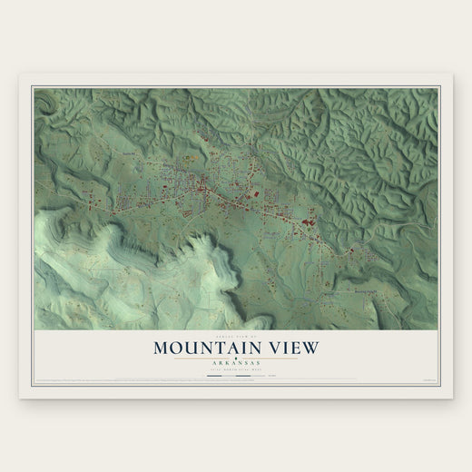 Mountain View, Arkansas map print, the full design