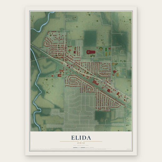Elida, Ohio map print, the full design