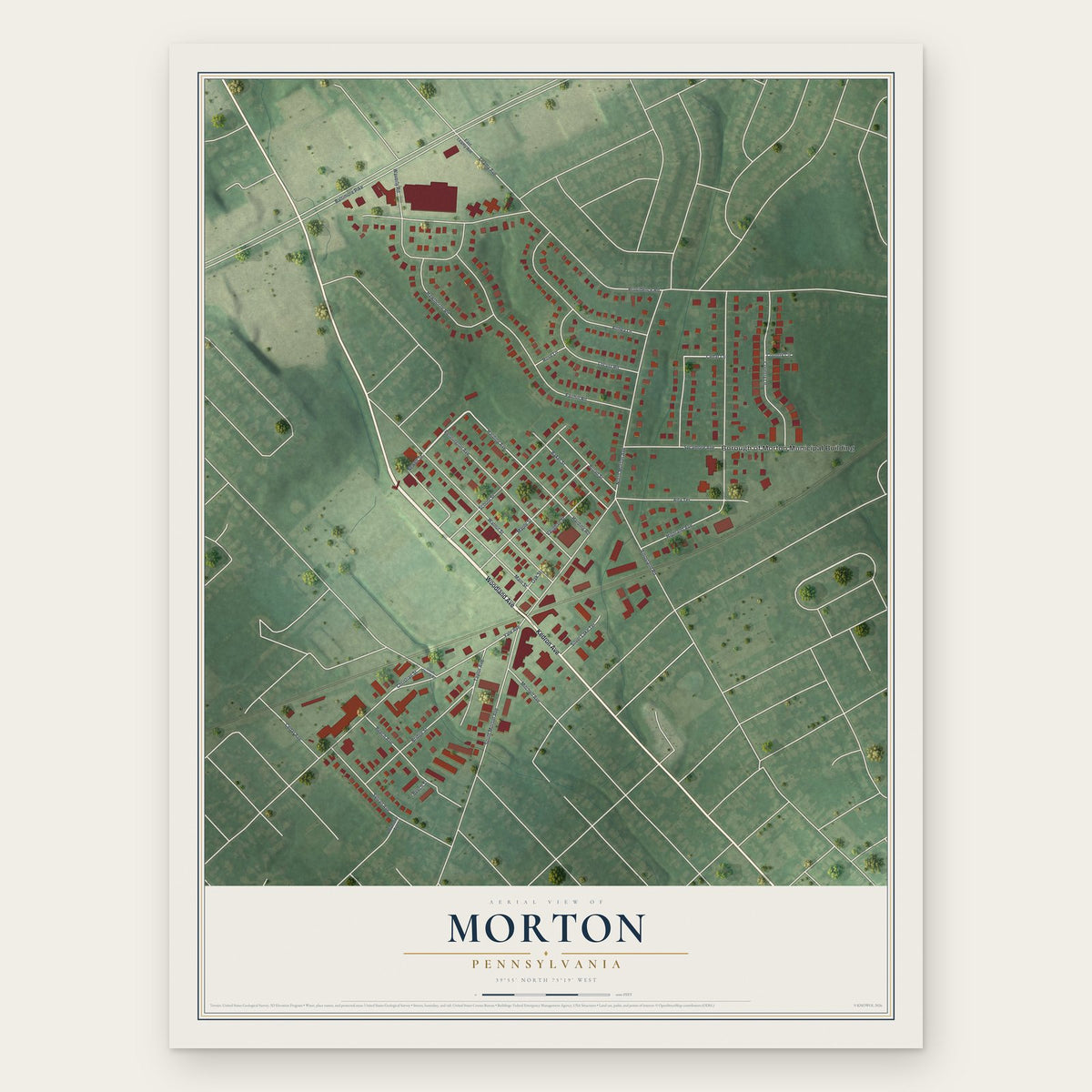 Morton, Pennsylvania map print, the full design