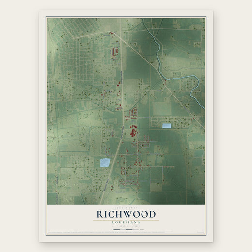 Richwood, Louisiana map print, the full design