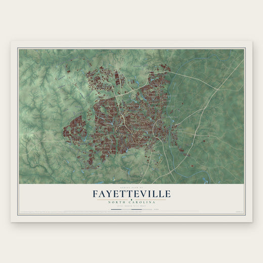 Fayetteville, North Carolina map print, the full design